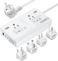 BESTEK 220V to 110V Voltage Converter US to Europe, 2000W Universal Travel Adapter with 2 USB C Ports & 1USB-A Port for Hair Straightener