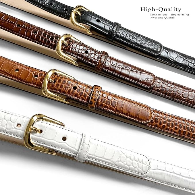 Genuine Full-Grain Cowhide Leather Dress Belt Solid Brass Gold Buckle 1-3/8'' or 1" Wide
