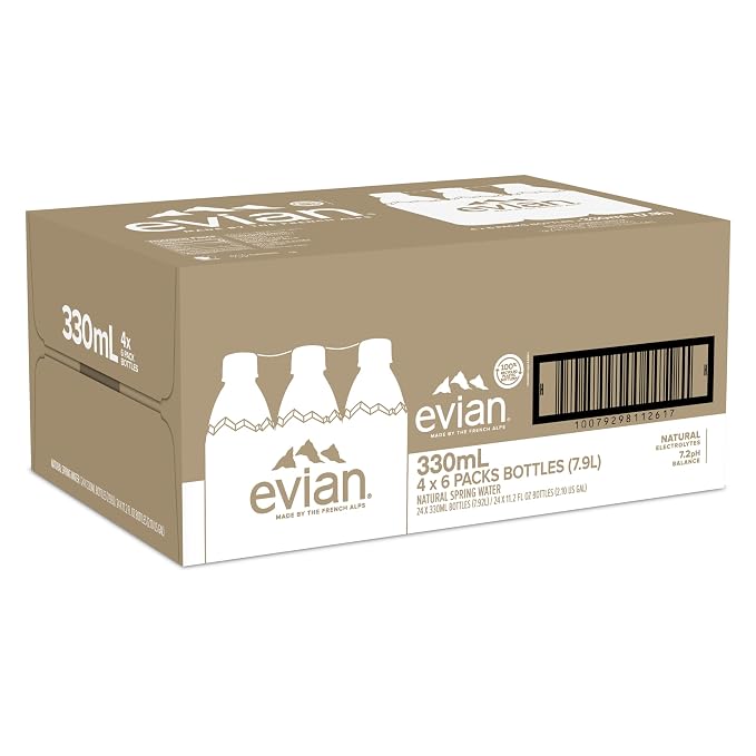 Evian Natural Spring Water, 330 ML (11.15 fl oz) bottles, 24 pack