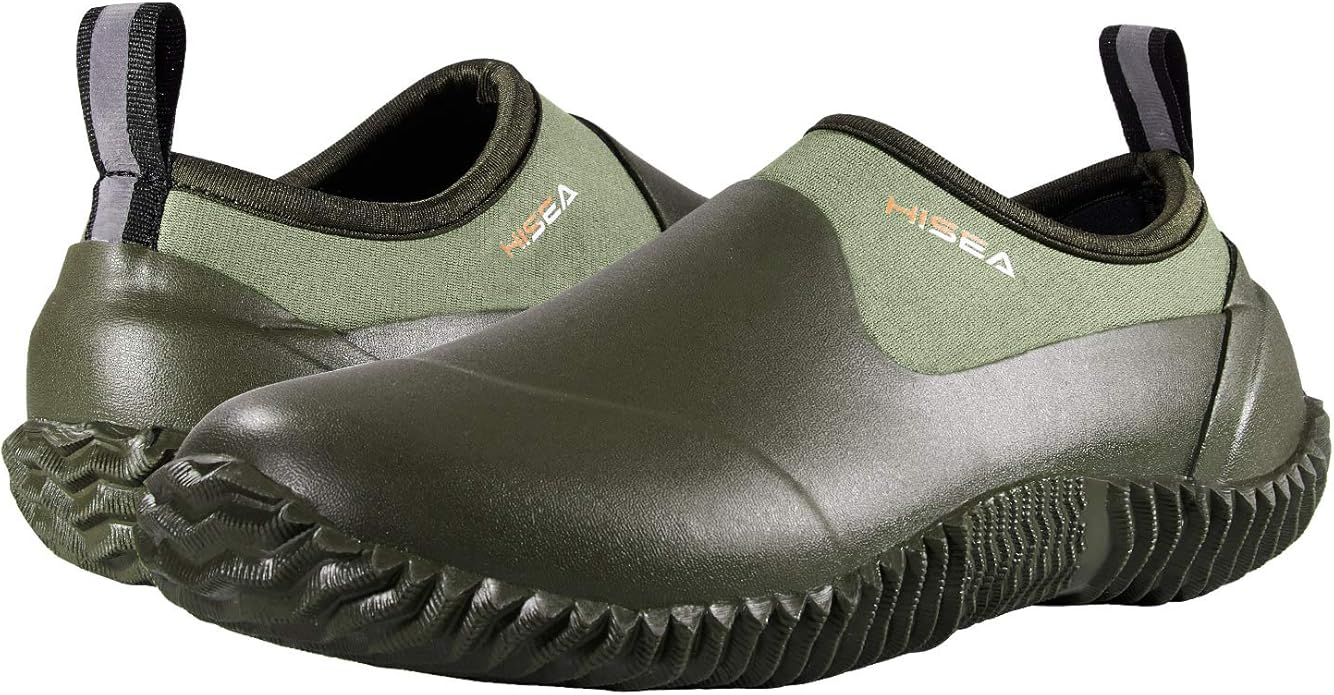 HISEA Unisex Garden Shoes, Waterproof Slip-On Rain Boots for Men and Women, Neoprene Rubber Rain Shoes Outdoor Ankle Booties for Gardening, Farming, Camping, Dog Walking, Car Wash, Lawn Care and Yard Work