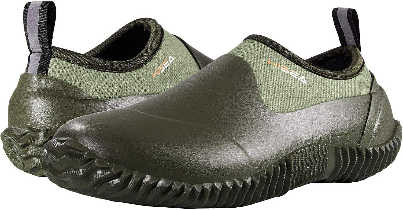HISEA Unisex Garden Shoes, Waterproof Slip-On Rain Boots for Men and Women, Neoprene Rubber Rain Shoes Outdoor Ankle Booties for Gardening, Farming, Camping, Dog Walking, Car Wash, Lawn Care and Yard Work