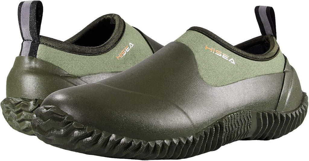HISEA Unisex Garden Shoes, Waterproof Slip-On Rain Boots for Men and Women, Neoprene Rubber Rain Shoes Outdoor Ankle Booties for Gardening, Farming, Camping, Dog Walking, Car Wash, Lawn Care and Yard Work
