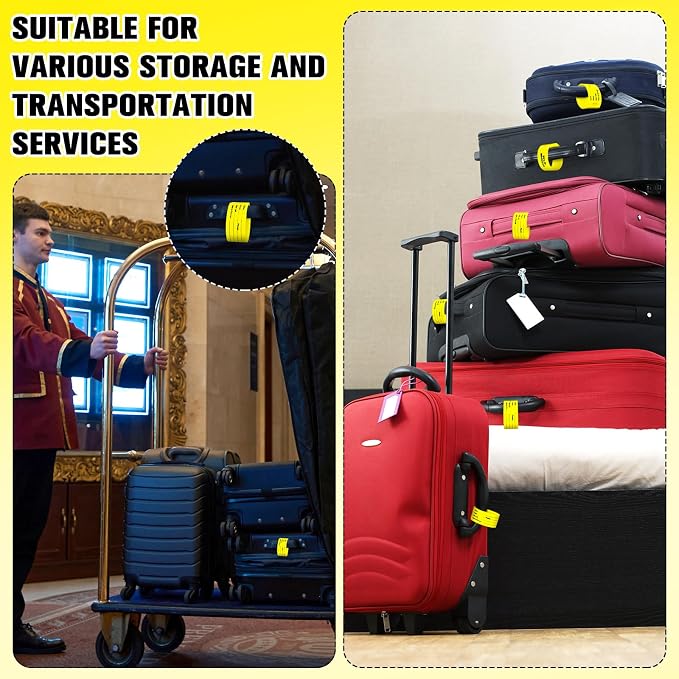 Feifeiya 1000 Hotel Luggage ID Tags with Transfer Tape on Back Paper Baggage Claim Check Tags Numbering from 000 to 999 Baggage Identification for Hotel Suitcase Motel Bag (Yellow)