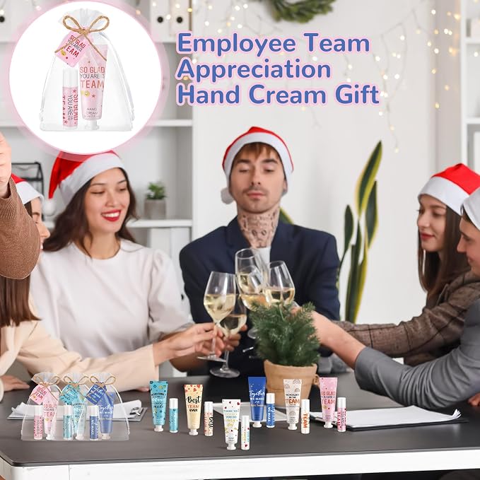 48set/192pcs Best Team Ever Gifts Team Appreciation Thank You Gifts for Coworkers Women Employee Appreciation Gift Party Favors Basket Stuffers Items Travel Hand Lotion and Lip Balm Set