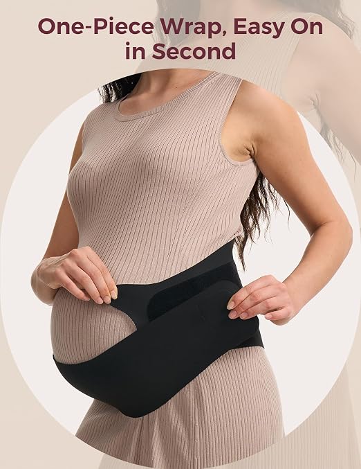 Momcozy Belly Bands for Pregnant Women, One-Piece & Portable Pregnancy Belly Band with Ergonest Back Support & Breathable Fabric – Adjustable Maternity Belt for Small/Round/High-Carrying Belly