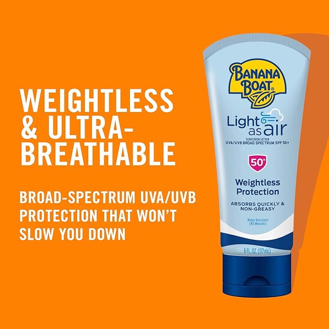 Banana Boat Light As Air Sunscreen Lotion SPF 50 Twin Pack | Lightweight & Non-Greasy Lotion Sunscreen SPF 50, Sunblock, Oxybenzone Free, 6oz each (Pack of 6)