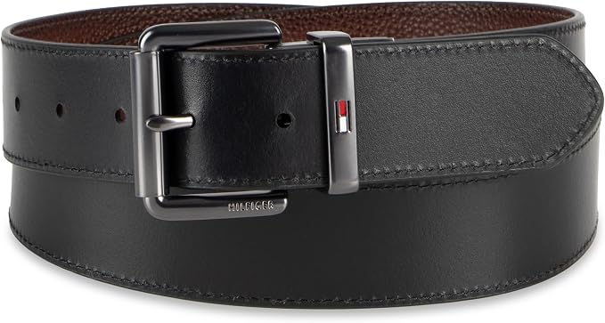 Tommy Hilfiger Men's Reversible Leather Belt, 2‑in‑1 Design for Dress Or Casual Wear