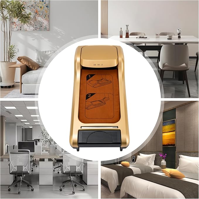Automatic Shoe Film Machine, Shoe Cover Dispenser Machines with 3 Rolls Waterproof Shoe Membrane, Protect Floor Shoes Wrapping Machine for Home, Office, Hospital Factory(Gold)