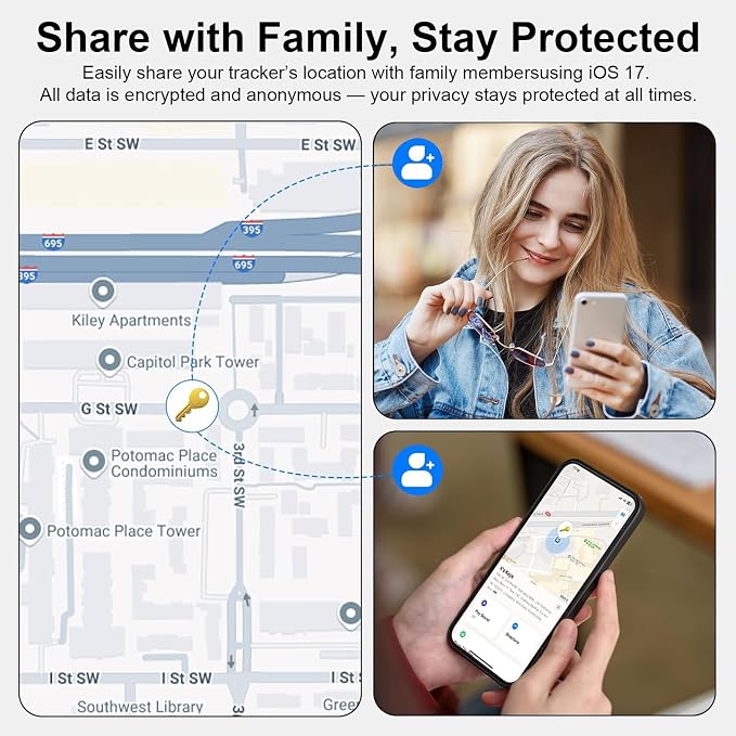 2-Pack Air Tracker Tags Compatible with Apple Find My (iOS Only), Bluetooth Tracker, Smart Keys Finder and Item Locator with Waterproof Case for Wallet Luggage Backpack (Android Need Download App)