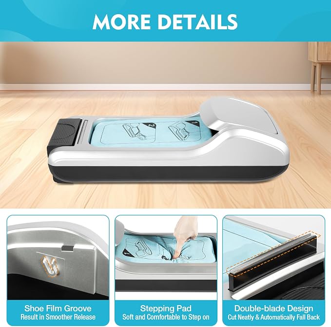 Automatic Shoe Covers Dispenser, Shoe Cover Machine with 200 Pcs Shoe Covers Disposable Boot Cover, Waterproof Disposable Overshoes Dispenser, Fits Size Up to Men's Size 12
