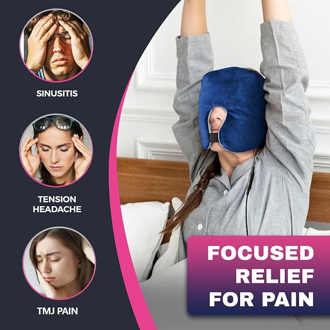 Face Heating Pad for Tension Headaches, Dry Eyes, Sinus Relief, Full-Coverage Heated Face Mask for Sleep Aid and Pressure Relief