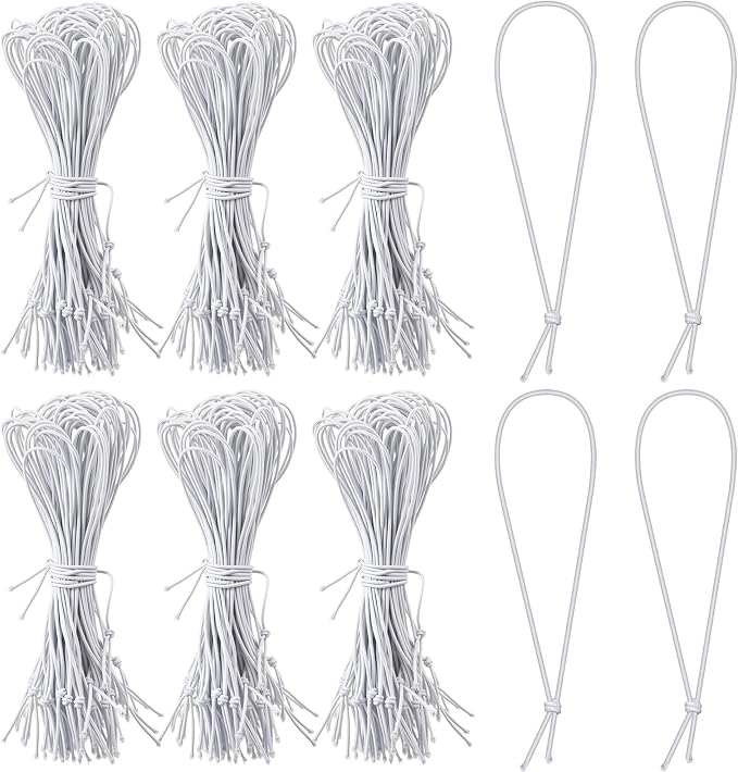 1000 Pcs 9 Inch Long Elastic Loop for Attaching Tags, Easy and Fast to Attach, Bundle of White Elastic String for Hang Tag, Clothes Tabs, Price Tabs, Luggage Label