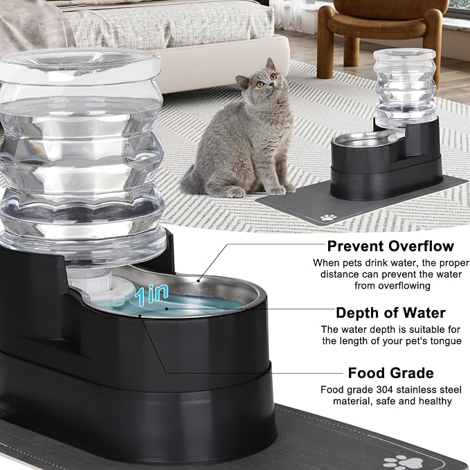 RIZZARI 5L Filtered Pet Water Dispenser with Elevated Design | Elevated Drinking Position,Gravity Water Flow,Odor Reduction Filter,Durable Construction,Stable Base,Ideal for Indoor Spaces