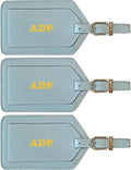 Personalized Monogrammed Leather Luggage Tags - 3 Pack