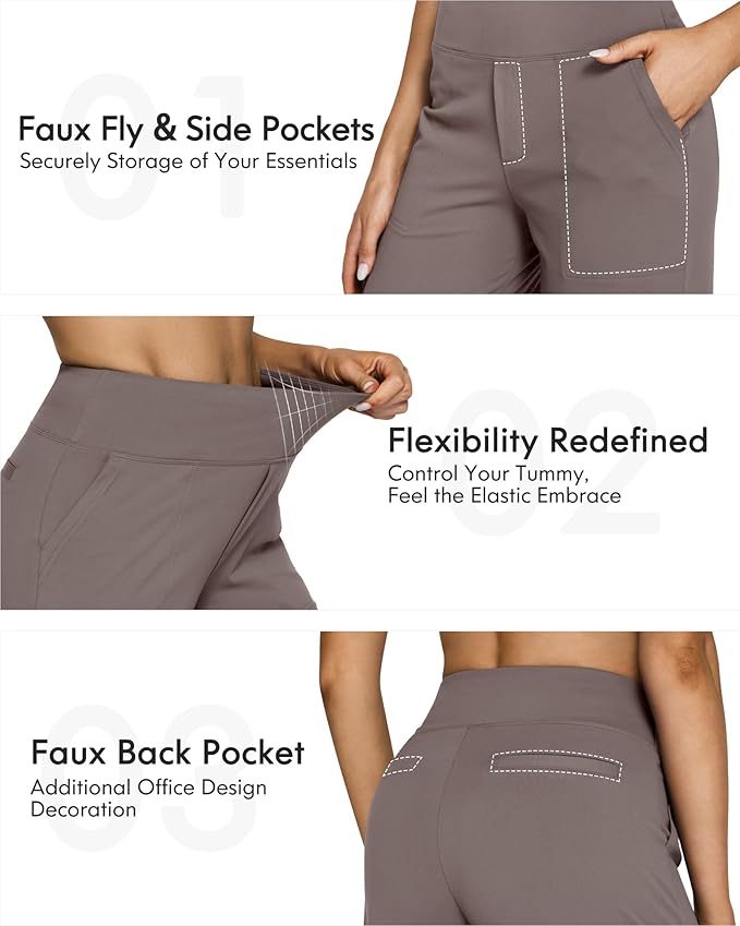 G4Free EverGoing Yoga Pants Women Wide Leg Pants with Pockets High Waist Stretch Dress Casual Sweatpants Petite/Regular/Tall