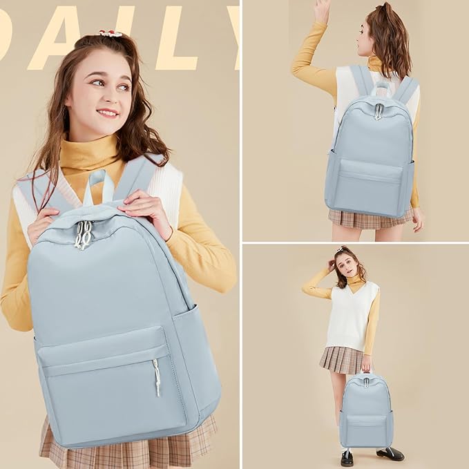 LOIDOU Backpack for Girls School Backpacks Bookbags for Elementary Middle School Women Laptop Backpacks (Blue Grey, L-17)