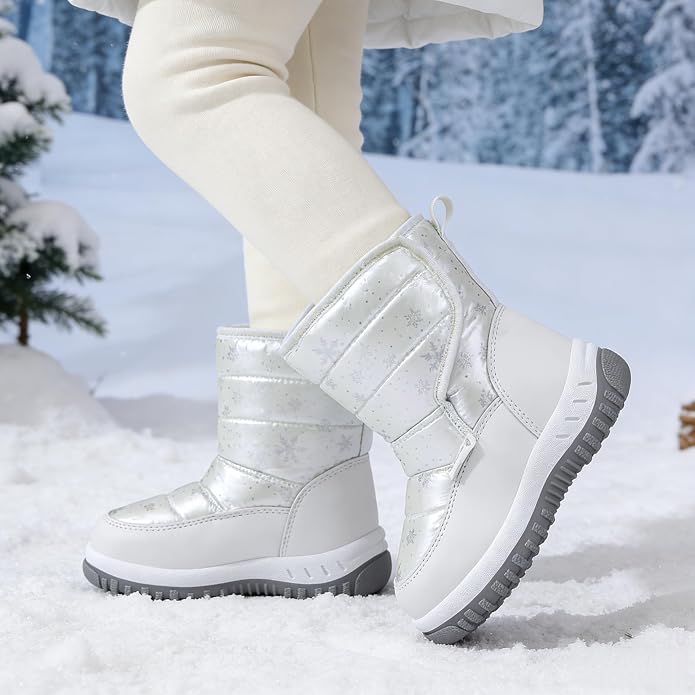 CIOR Winter Snow Boots for Boy and Girl Outdoor Waterproof with Fur Lined(Toddler/Little Kids)