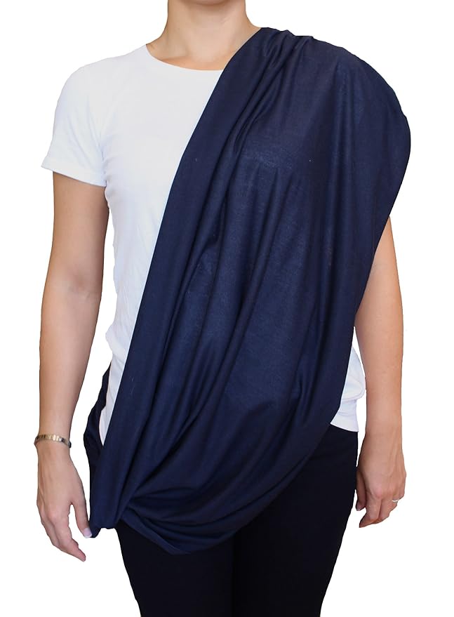 Nursing Covers for Breastfeeding, Soft Infinity Scarf Shawl Cover Up - Lightweight, Breathable Privacy Nursing Wrap in Navy Blue