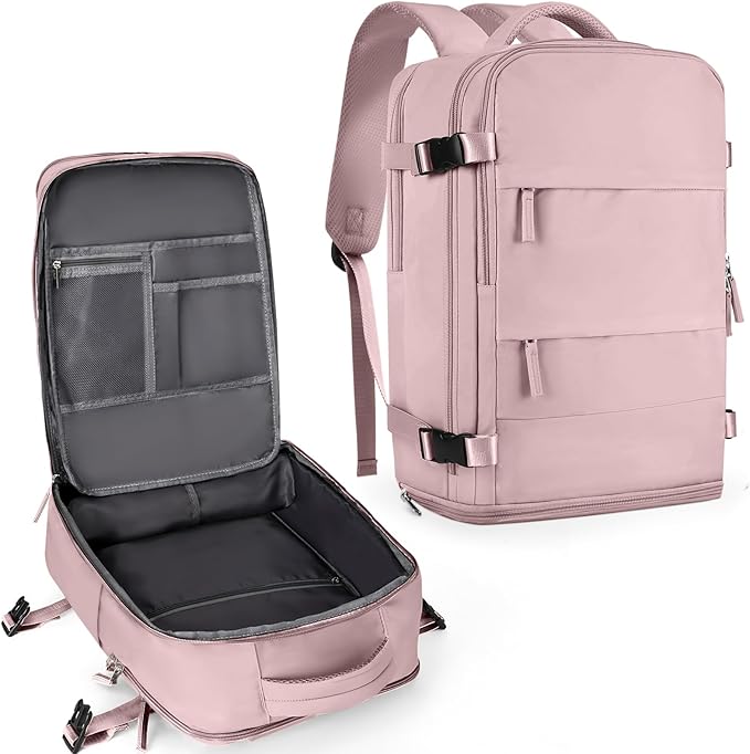 coowoz Travel Backpack For Women Men,Carry On Backpack,Hiking Backpack Waterproof Outdoor Sports Rucksack Casual Daypack travel essentials（Pink Purple）