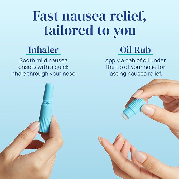 Allclair Nausea Relief Inhaler - Take Control of Motion Sickness, Morning Sickness, Medication, Stress - Fast, Natural, Drug-Free, Non-Drowsy & Portable Travel Essential (2 Inhalers)