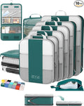 10 Set Compression Packing Cubes for Travel Essentials,Compressible Expandable Packing Cubes for Suitcase,OlarHike Luggage Garment Bags for Travel,Handy Helper for Organizing Clothes(Dark Blue Green)
