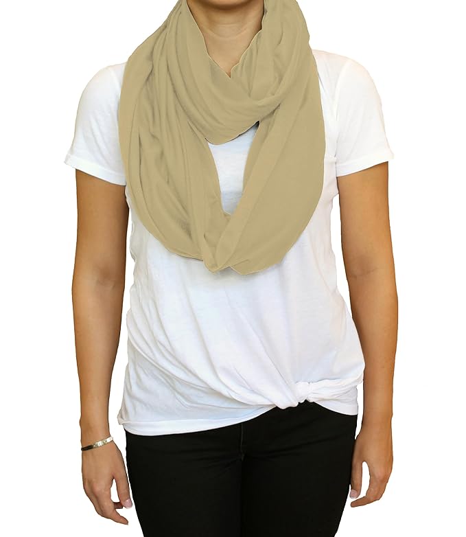 2 Pack Nursing Covers for Breastfeeding, Soft Infinity Scarf Shawl Cover Up - Lightweight, Breathable Privacy Nursing Wrap (Natural Beige, Light Brown)