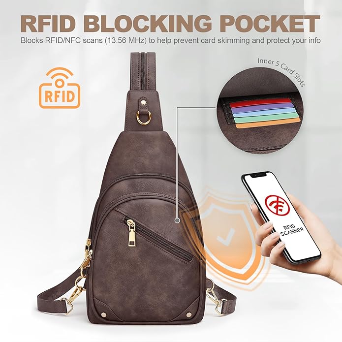 SYTRAH Anti Theft Sling Bag for Women, RFID Crossbody Purses Convertible Sling Backpack, Cross Body Purse Chest Bag
