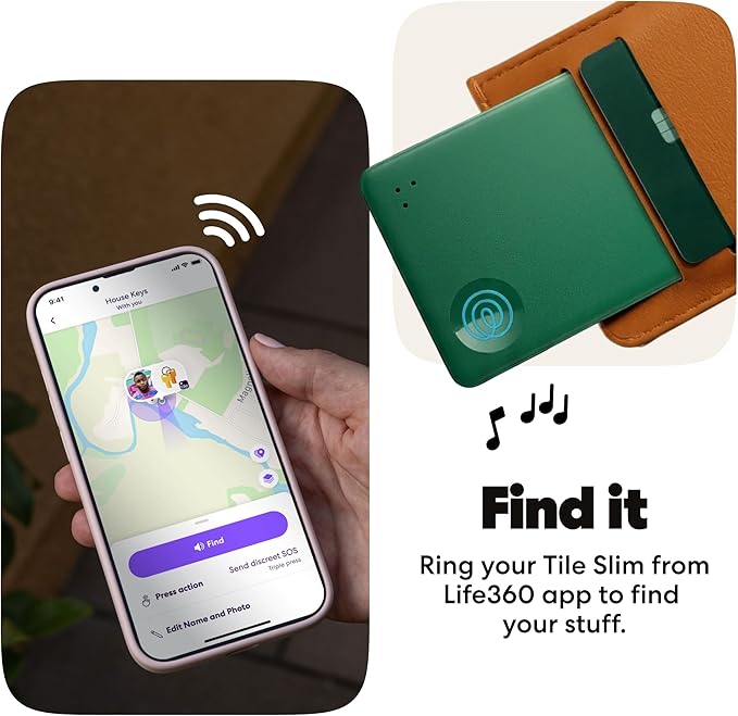 Tile by Life360 Slim - Wallet Finder, Bluetooth Tracker and Item Locator for Luggage Tags, Passports and More. Both iOS and Android Compatible. Phone Finder. 1-Pack (Green Surf)
