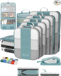 10 Set Compression Packing Cubes for Travel Essentials,Compressible Expandable Packing Cubes for Suitcase,OlarHike Luggage Garment Bags for Travel,Handy Helper for Organizing Clothes(Blue Gray)