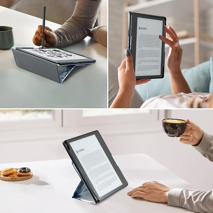 CoBak Stand Case for Kindle Scribe - Premium Folio Leather Cover with Pen Holder, Auto Sleep/Wake - Compatible with 10.2 Inch Kindle Scribe (2022/2024 Release)