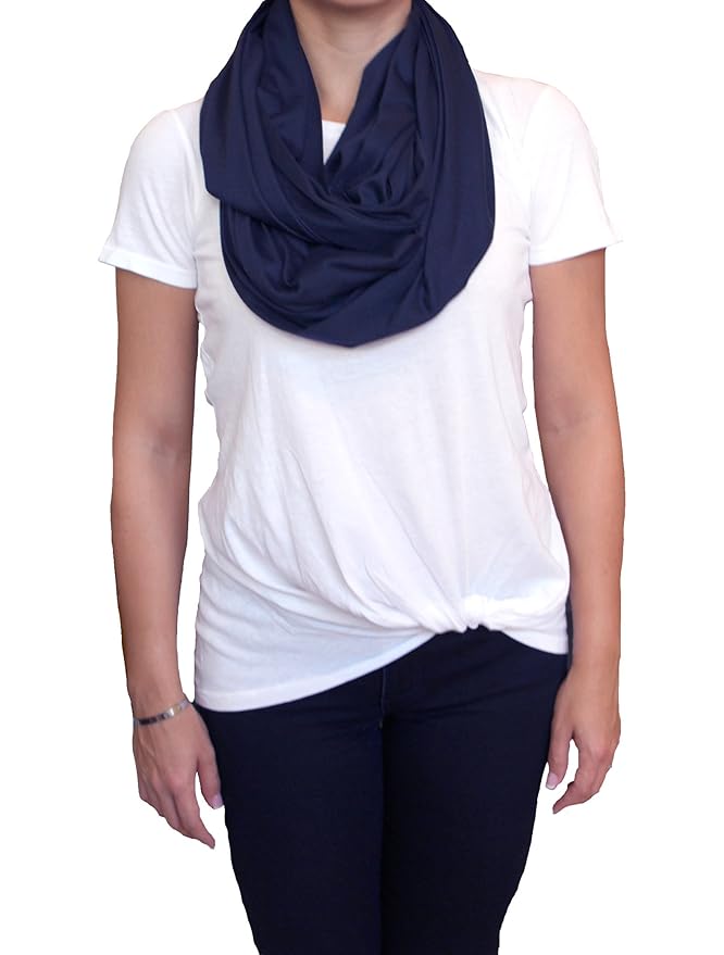 Nursing Covers for Breastfeeding, Soft Infinity Scarf Shawl Cover Up - Lightweight, Breathable Privacy Nursing Wrap in Navy Blue