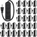 Copkim 12 Pack 3 Outlet Power Strip Extension Cord with Flat Plug Mini Cord 3 Ground Heavy Duty Mountable Outlets Strip for Computer Phone Home Office (1 ft,Black)