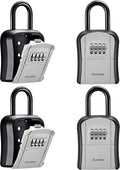 Puroma Key Lock Box, Portable Combination Lockbox Wall-Mounted Key Storage Box for House Keys, Resettable Code Safe Security Lock Box for Home, Office, Apartment Spare Key Storage (4 Pack, Gray)