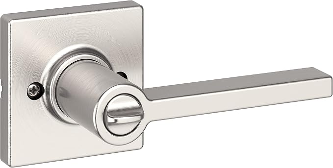 Kwikset Casey Door Handle, Privacy, Satin Nickel | Interior Lever | Keyless Turn Lock | Microban Protection | Pack of 2