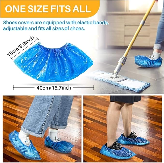 100-1000 Pairs Disposable Shoe Boot Covers, Blue Rain Shoes and Boots Cover, Clear Waterproof Overshoe for Women/Men(500 Pieces)