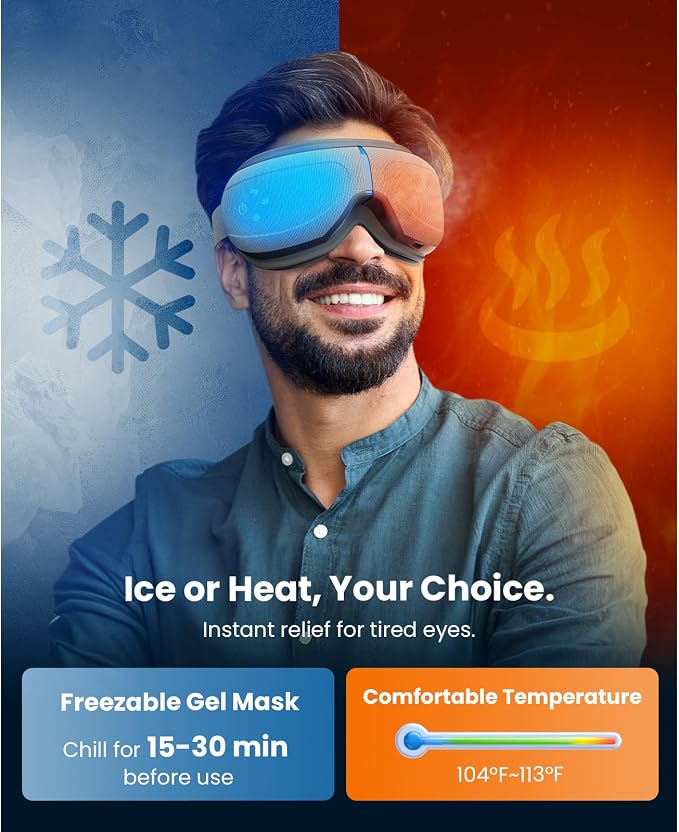 BOB AND BRAD Eye Massager with Heat and Cooling, FSA Eligible HSA Birthday Gifts for Men Women Mom Husband, EyeOasis 3 Eye Massager for Migraines, Heated Eye Mask for Dry Eyes Relief Improve Sleep