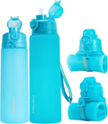 TakeToday Newly Upgraded Collapsible Water Bottles 32oz and 20oz, Compact Foldable Travel Bottle, TSA-Approved Leakproof Silicone Water Bottle for Hiking, Travel, Outdoors, Black