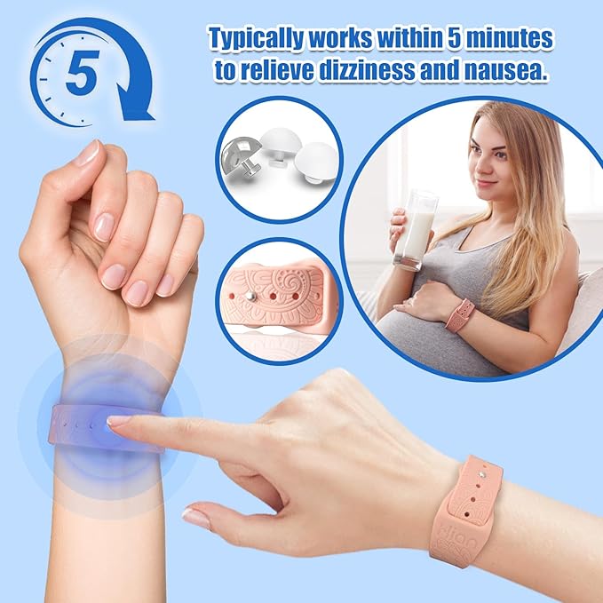Motion Sickness Bracelets Wristband Sea Sickness for Adult Kids & Pregnant Women, Acupressure Anti Nausea Wristbands for Car Sea Air Cruise Travel Sickness, Relief Motion/Morning Sickness-3 Pairs
