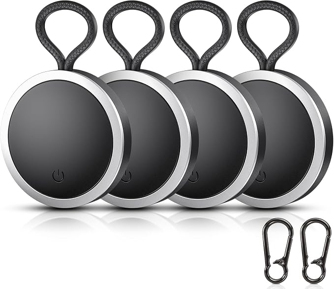 4-Pack Air Tracker Tags Compatible with Find My (iOS Only) Bluetooth Tracker, Smart Keys Finder and Item Locator with Hooks for Wallet Luggage Backpack 4Black