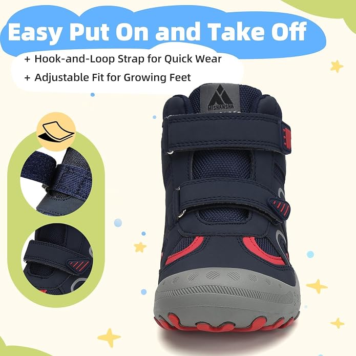Mishansha Kids Water Resistant Hiking Boots, Boys Girls Anti Collision Anti-Skid Athletic Outdoor Adventure Trekking Shoes