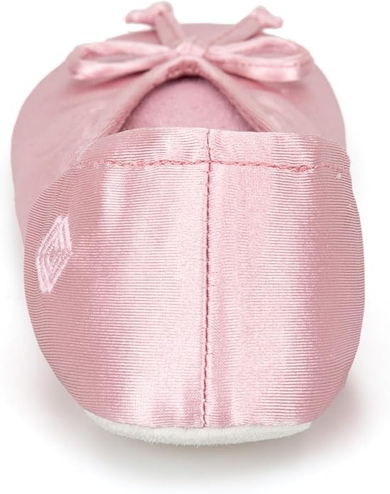 Isotoner Women's Satin Ballerina Slippers with Classic Ribbon Bow and Suede Sole