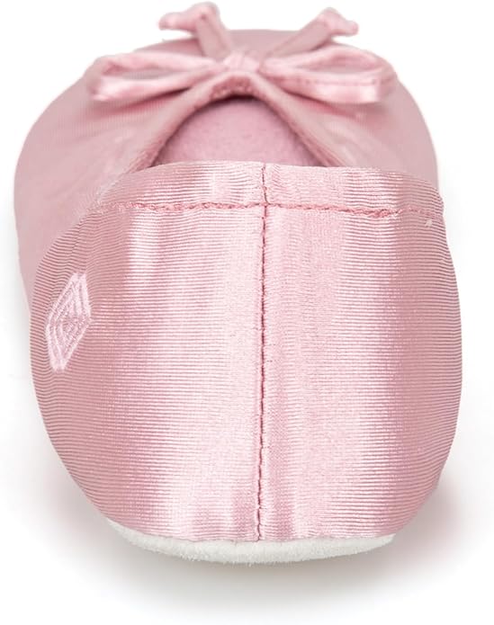 Isotoner Women's Satin Ballerina Slippers with Classic Ribbon Bow and Suede Sole