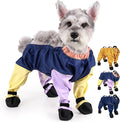 Waterproof Dog Boots Rain Boots with Suspender, Dogs Shoes Paw Protector for Small Medium Puppy, Anti-Slip Doggy Boot Belly Protector, Rain Booties Snow Booties (X-Large, multicolorc)