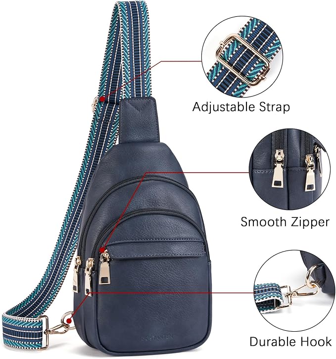 BOSTANTEN Sling Bag for Women Leather Crossbody Bags Fanny Pack Chest Bag for Travel