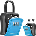 Puroma Key Lock Box, Portable Combination Lockbox Wall-Mounted Key Storage Box for House Keys, Resettable Code Safe Security Lock Box for Home, Office, Apartment Spare Key Storage (1 Pack, Blue)