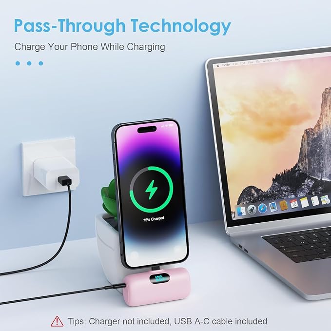 [2-Pack]Small Portable Charger for iPhone 5000mAh, PD Fast Charging Power Bank,Mini Battery Pack Portable Phone Charger Travel Essentials for iPhone 14/14 Pro Max/13/13 Pro/12 Pro/11/XS/XR/X/8/7/6/SE
