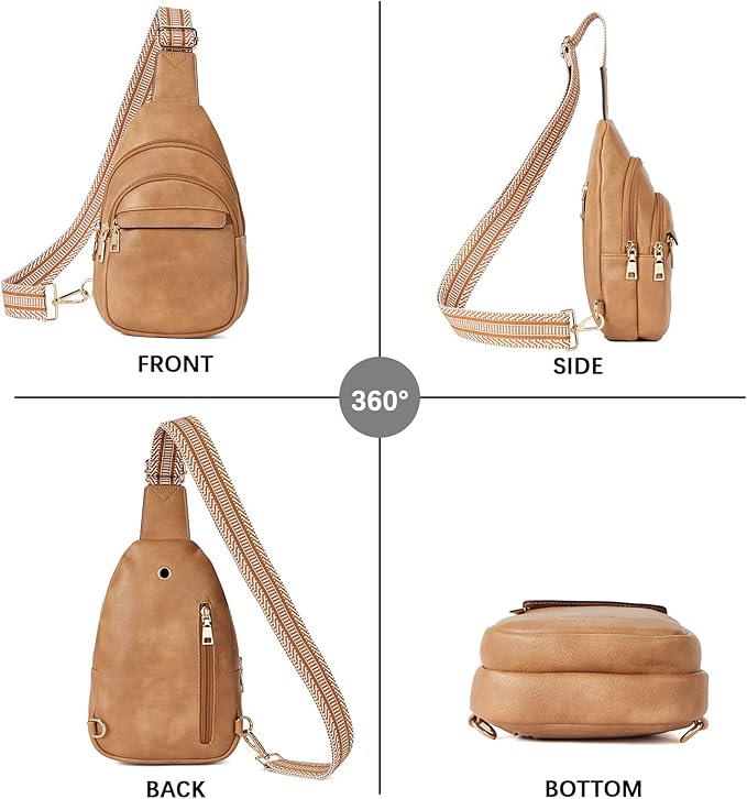 BOSTANTEN Sling Bag for Women Leather Crossbody Bags Fanny Pack Chest Bag for Travel