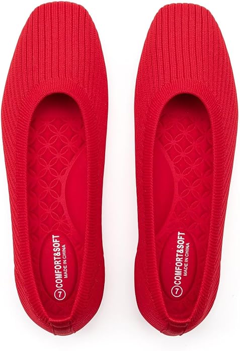 Frank Mully Women's Flats Square Toe Flats Comfortable Slip on Washable Ballet Flats Shoes for Women Dressy Work