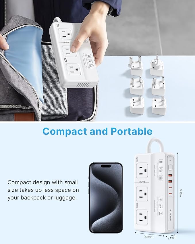 220V to 110V Voltage Converter, VINTAR 2000W Universal Travel Adapter Voltage Converter US to Europe, International Step Down Transformer Power Converters Adapter Combo for EU UK JP AU in SA