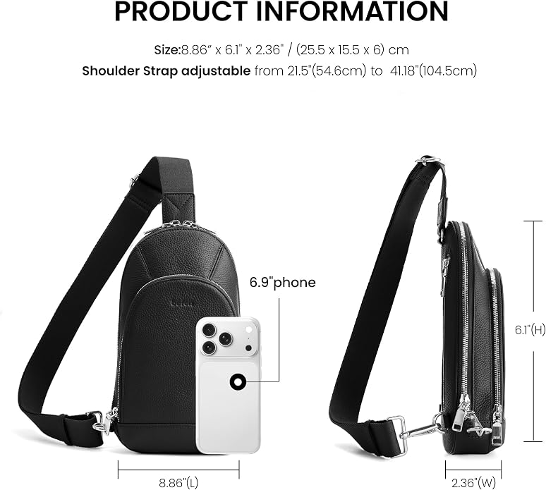 befen Genuine Leather Sling Bag for Women Anti Theft Crossbody Chest Bags Leather Fanny Packs for Travel with RFID Card Slots